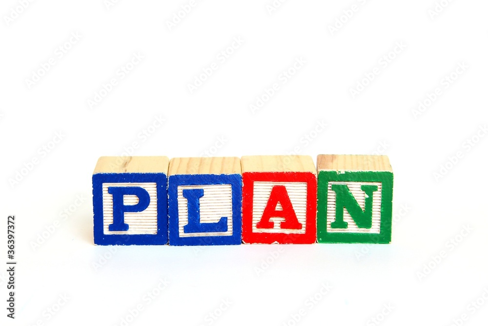 Plan in alphabet blocks Plan in alphabet blocks