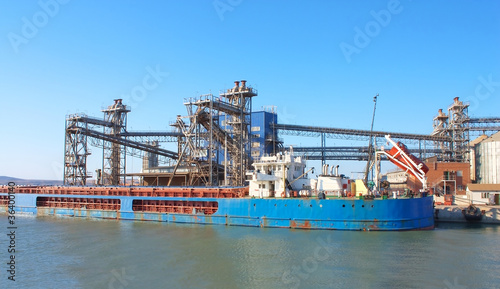 Huge cargo ship at port