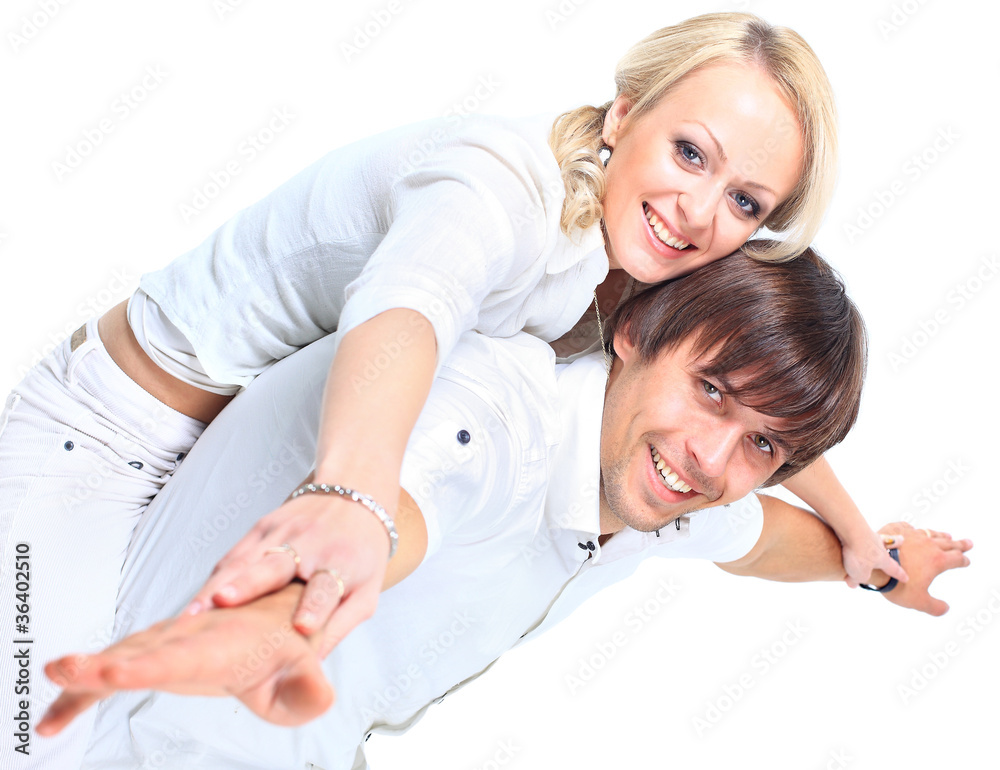 Obraz premium Beautiful young couple in casual clothing