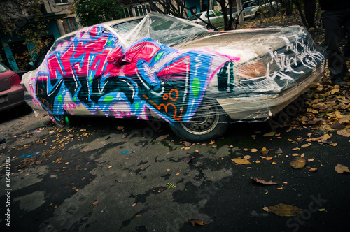 Painted and broken car