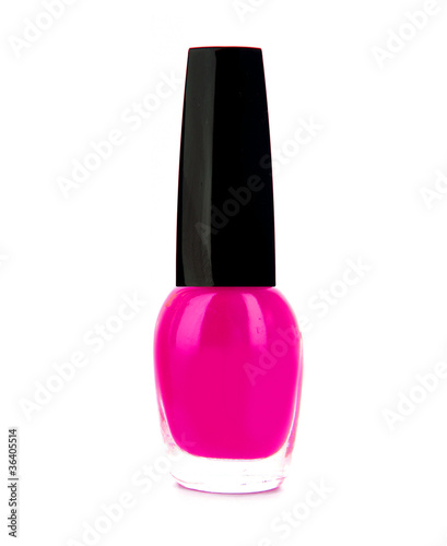 Nail polish of pink color isolated on white