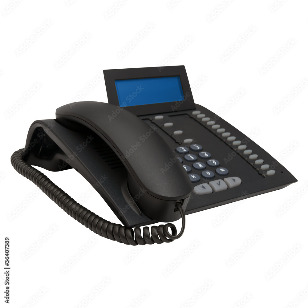black office system phone with blue empty space display for your black office system phone with blue empty space display for your