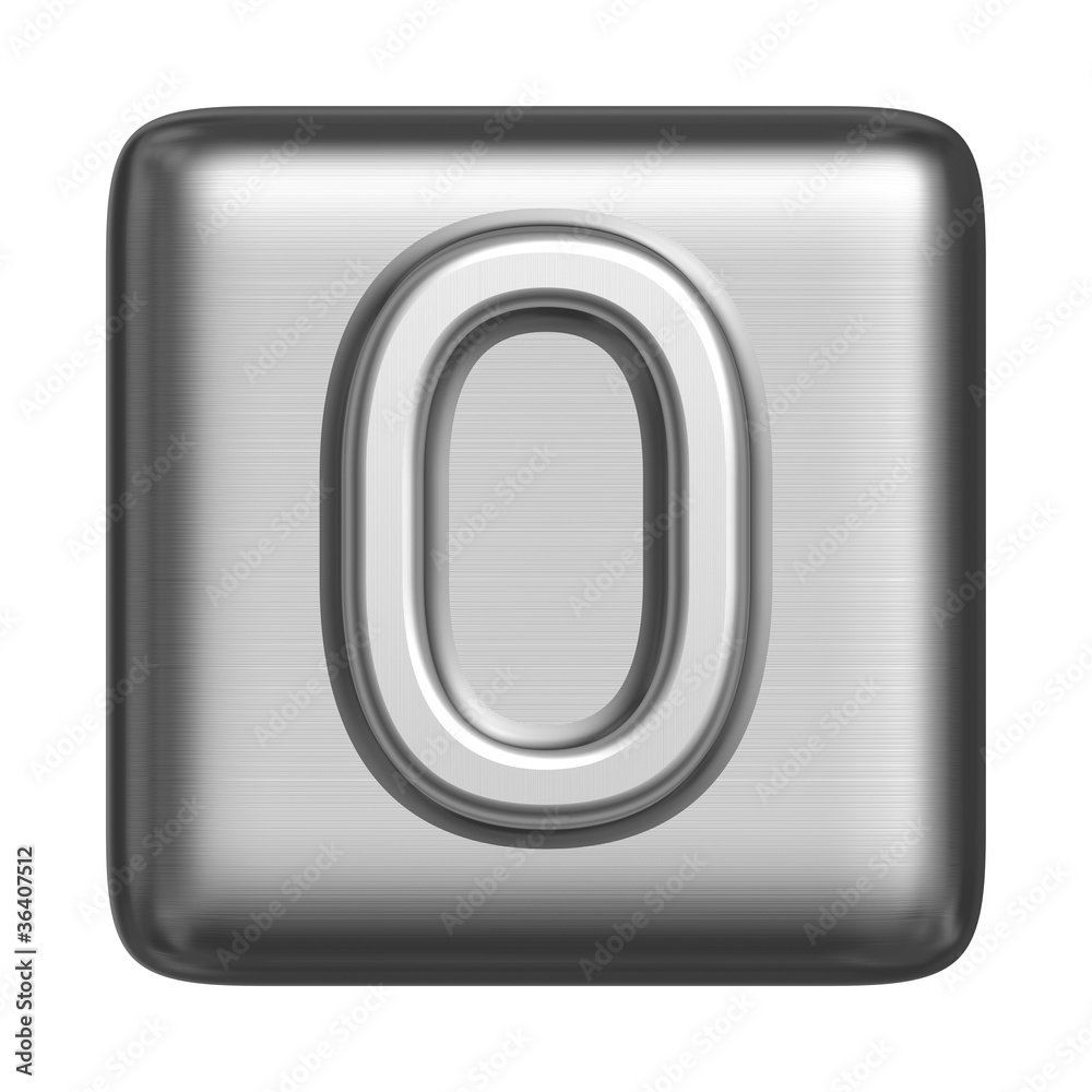 Metal alphabet in the form of a cliche. Number 0 Metal alphabet in the form of a cliche. Number 0