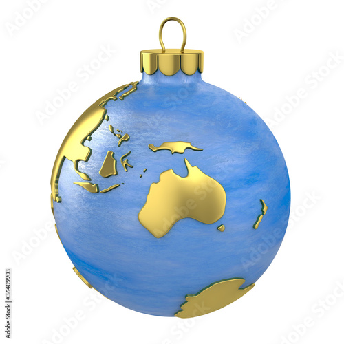 Christmas ball shaped as globe or planet, Australia part