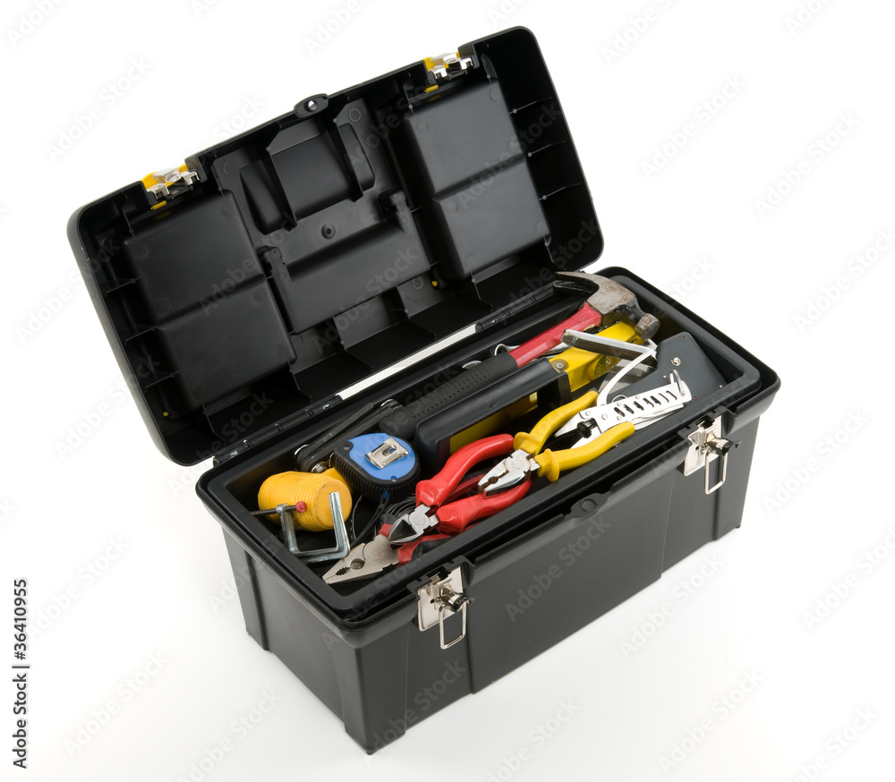 Toolbox and tools on white background. Toolbox and tools on white background.