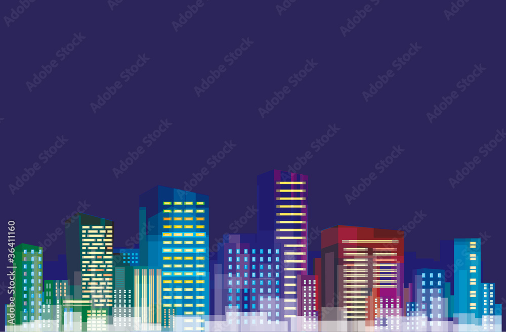 Colorful panorama of city.