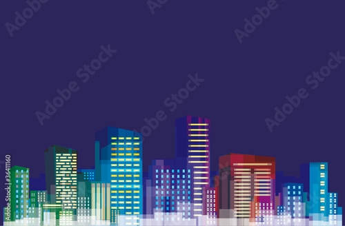 Colorful panorama of city.