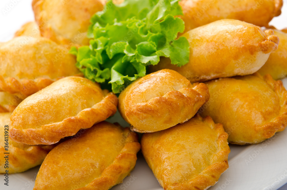Patties stuffed with meat in the plate Patties stuffed with meat in the plate
