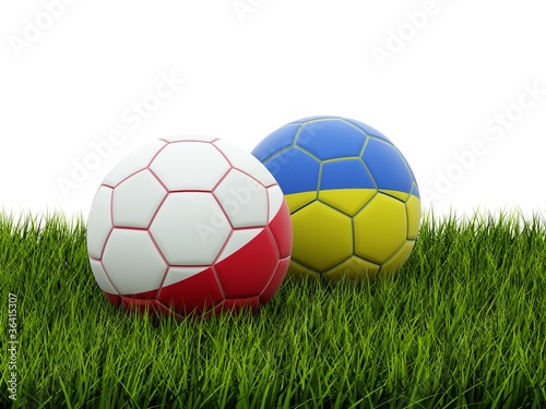 EURO 2012 footballs isolated on grass