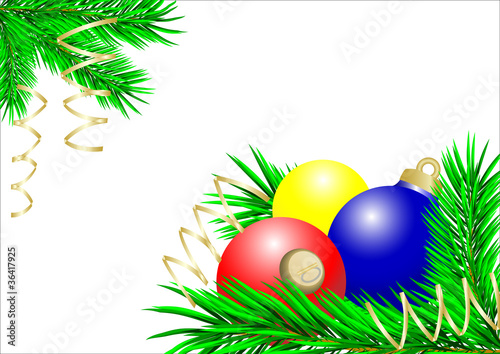 blue,yellow and red christmas balls