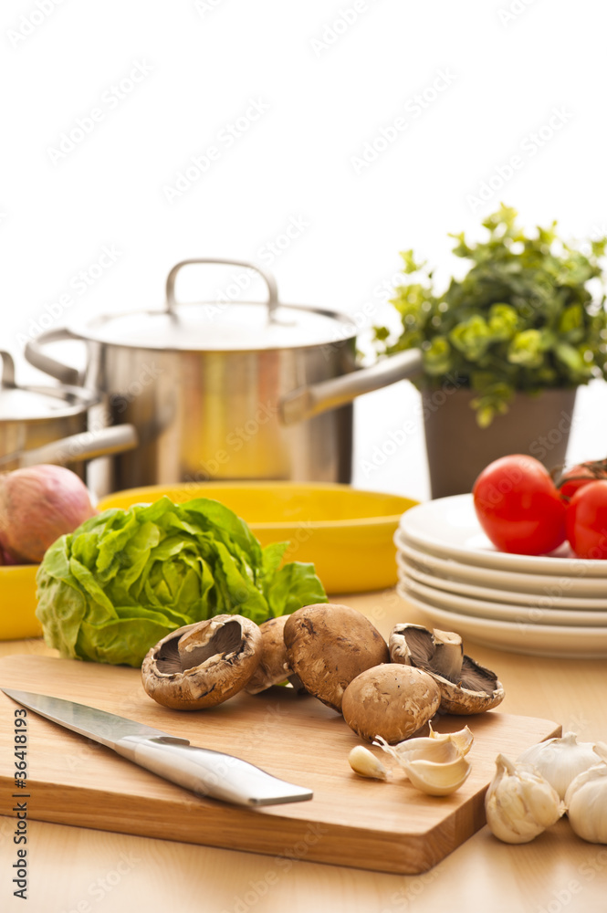 Kitchen still life, preparation for cooking Kitchen still life, preparation for cooking