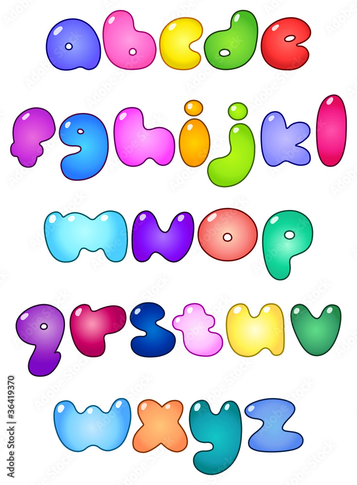 Fat bubble lower case alphabet Fat bubble lower case alphabet