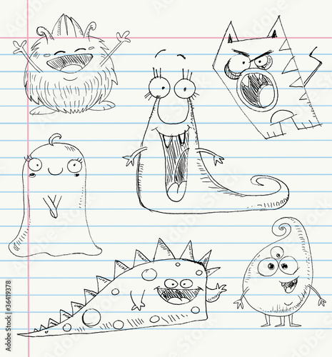 Monster doodles set 1