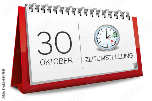 Kalender rot 30 Oktober Zeitumstellung Uhr 2