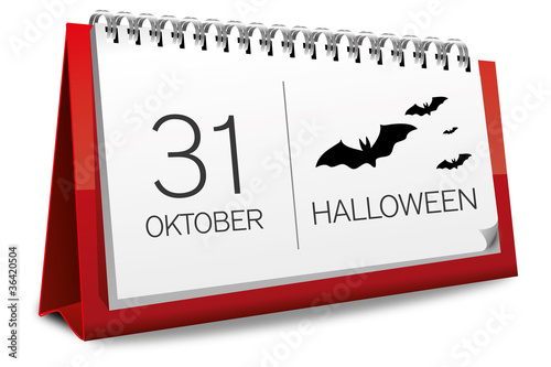 Kalender rot 31 Oktober Halloween Fledermäuse