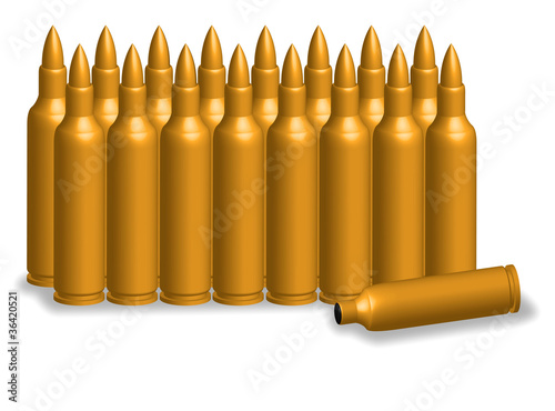 Bullet golden on white background photo