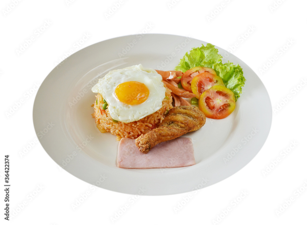 American style breakfast set, fried rice American style breakfast set, fried rice