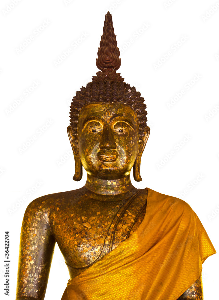 Brass Buddha. In a temple in Thailand.