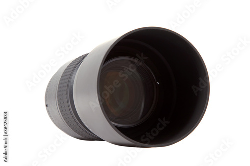 closeup of camera lens, advanced photo equipment