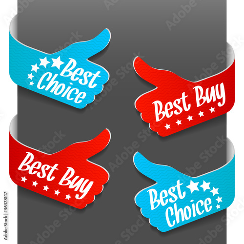 Left and right side signs - Best Buy, Best Choice. Vector.