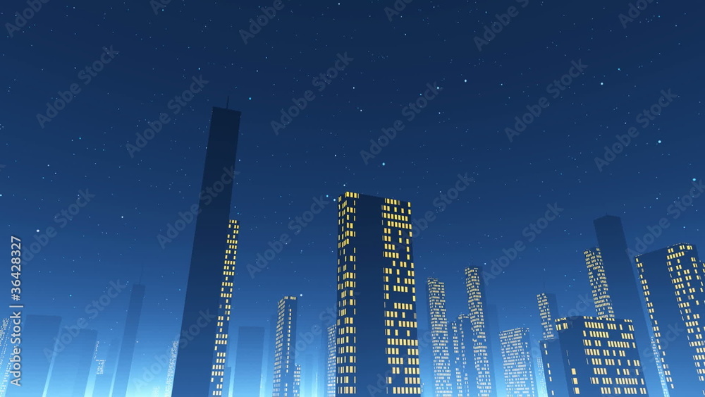 City animation seamless looping