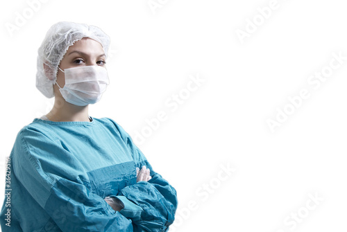 Female surgeon with clipping path