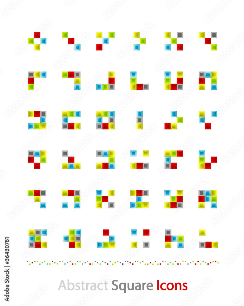 Set of abstract blocks made of squares