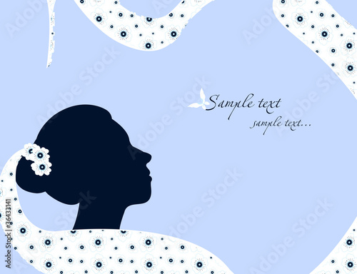 Wedding veil border in blue
