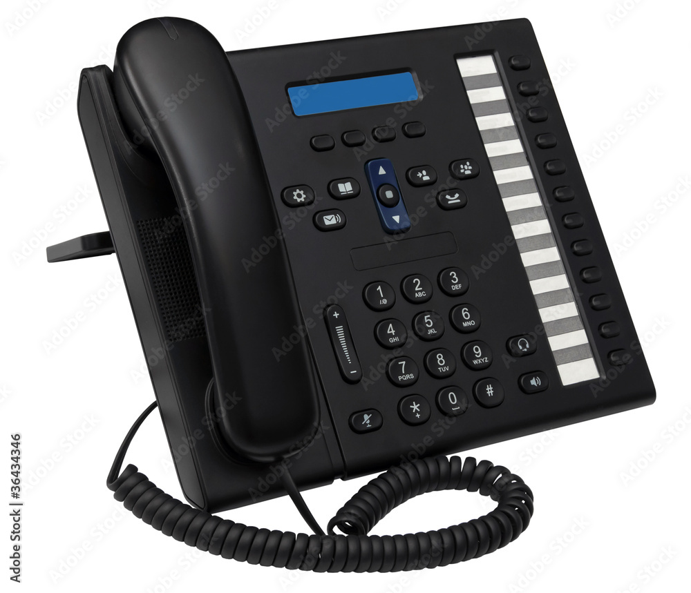 black office system IP phone with blue empty space display for y black office system IP phone with blue empty space display for y