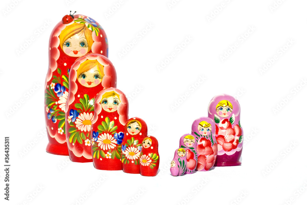 Two rows of Matryoshka dolls Two rows of Matryoshka dolls