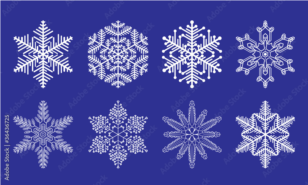 Snowflake winter set vector illustration