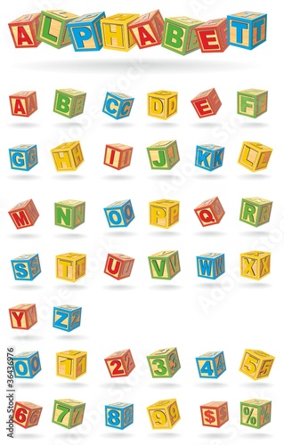 alphabet on a baby cubes