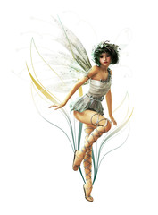 Poster Feen und Elfen Silberne Pixie Elfe Ornament  © Atelier Sommerland