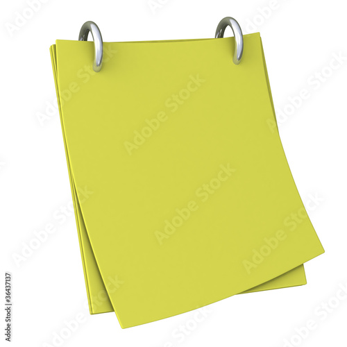 Blank notepaper with clipping path 3d