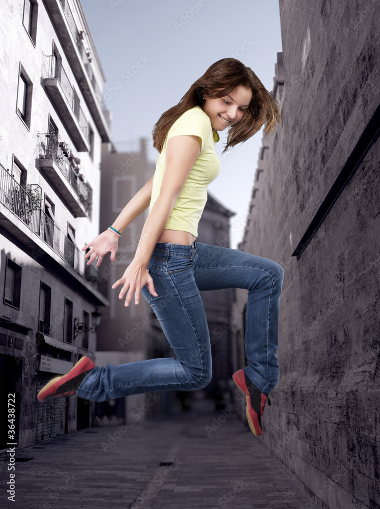 Hip-hop style female dancer in the city