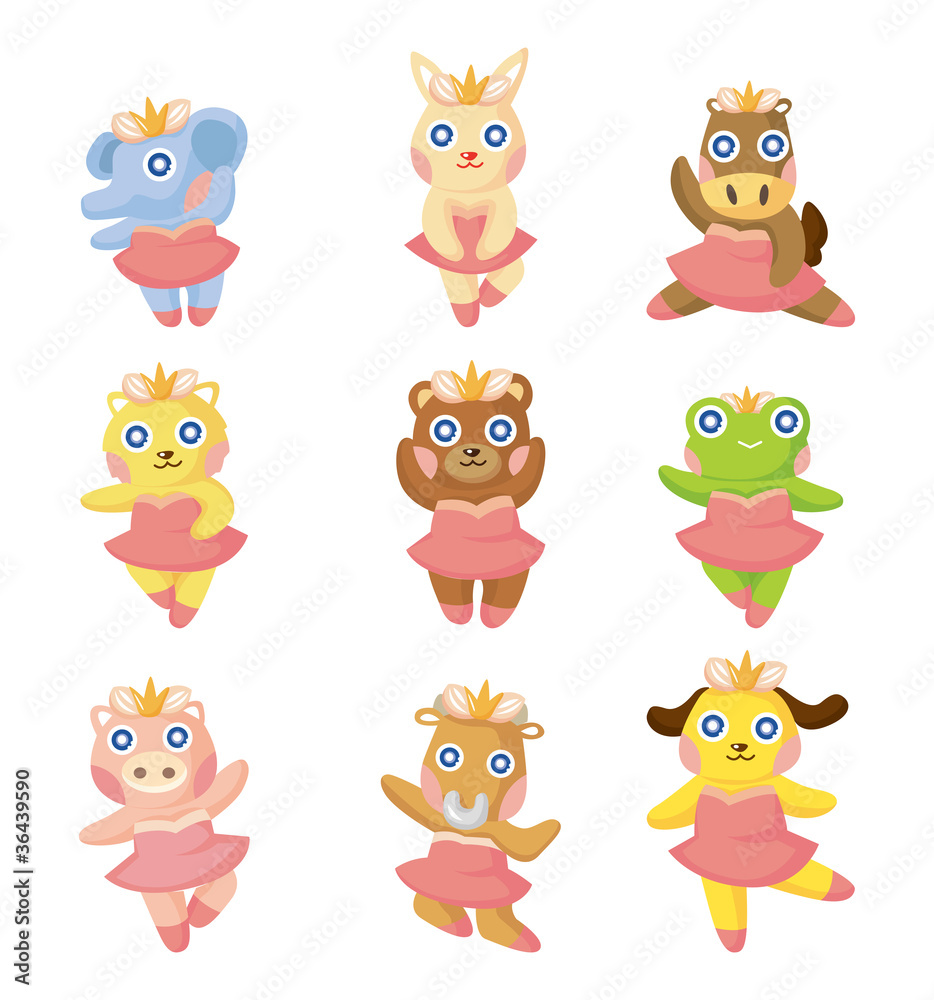 cartoon animal ballerina icons cartoon animal ballerina icons
