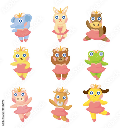cartoon animal ballerina icons
