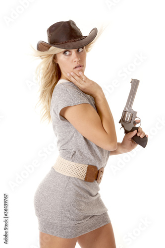 woman gun looking behind © Poulsons Photography
