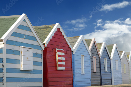 Beach huts and blue sky