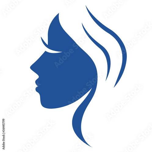 Simple abstract beauty woman face isolated on white..