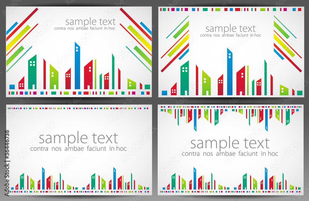 Set of cards. City theme