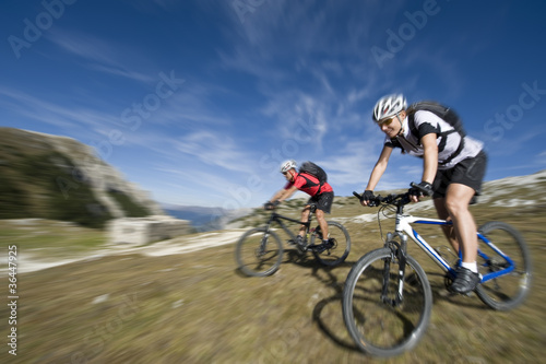 Cycling in the mountain with Blurred Background