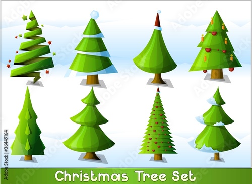 vector christmas tree set