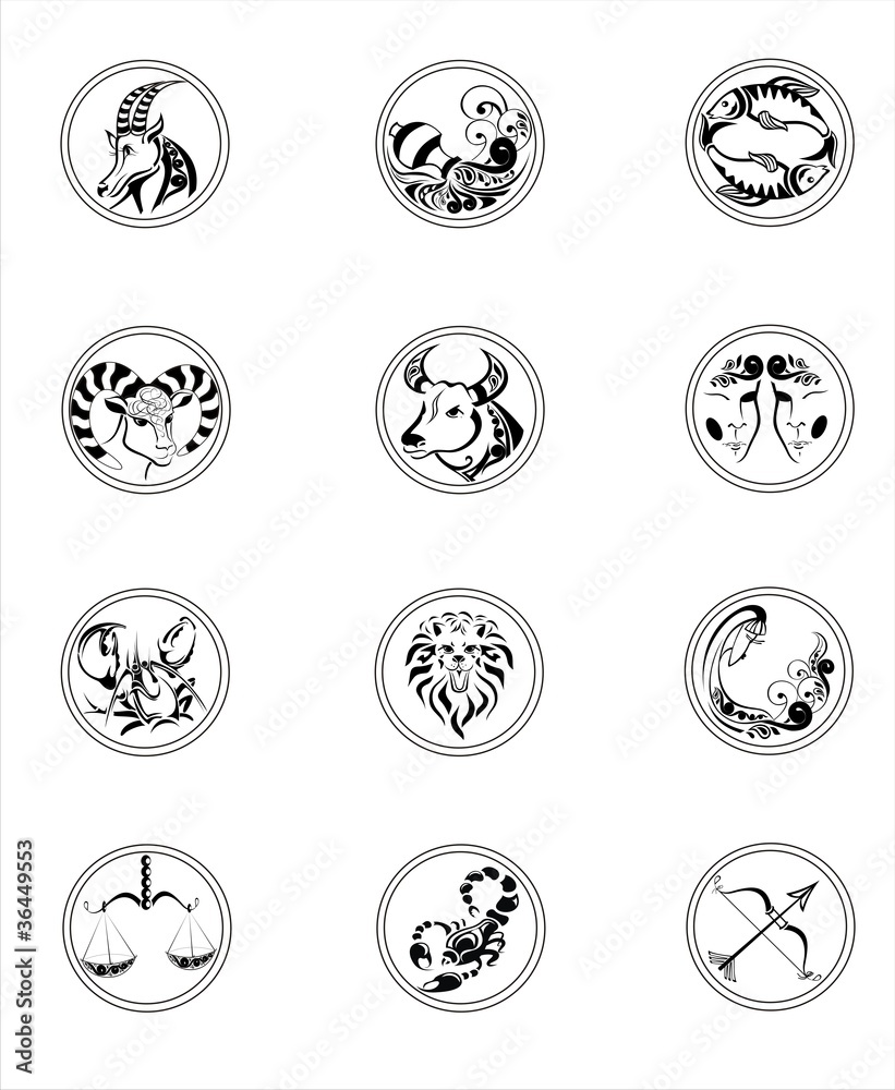 Set of zodiac signs Set of zodiac signs
