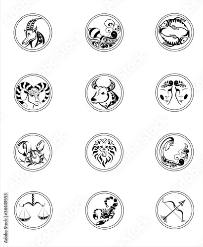 Set of zodiac signs