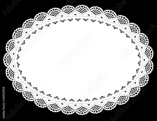 Lace Doily Placemat, White Oval photo
