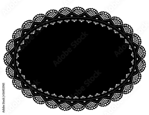 Lace Doily Place Mat, Black Oval