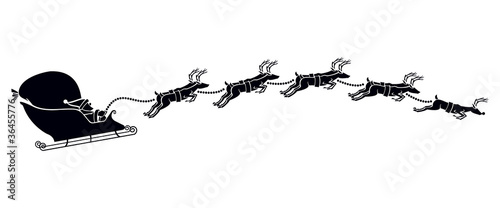 Santa Claus's Sleigh Winter Christmas Holiday Vector Cartoon Silhouette Graphic