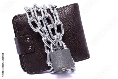 dark brown wallet with chain