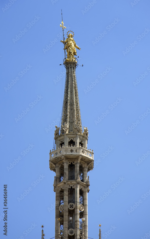 Golden Madonna at the top of Milan cathedral